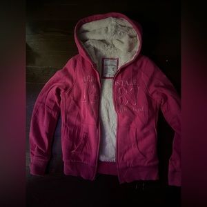 Aeropostale hot pink! Furry zip up perfect to keep u warm and cute all winter